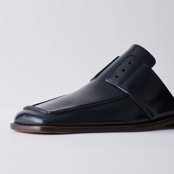 Tibi Pedro Slide Square Toe Loafer, Navy, - Picture 5 of 8